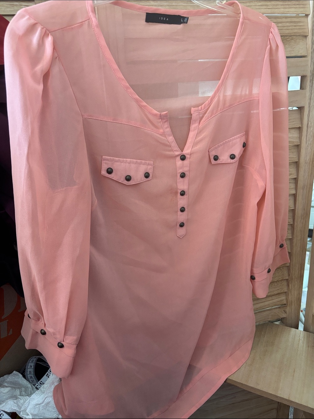 Idea Sheer Peach Tunic Large